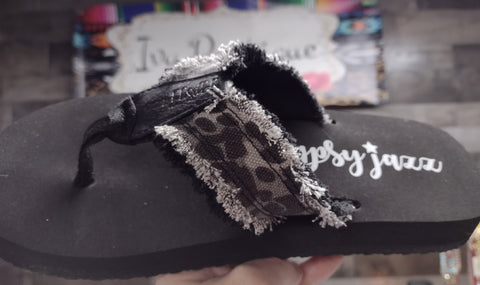 Grey Leopard Flip Flops