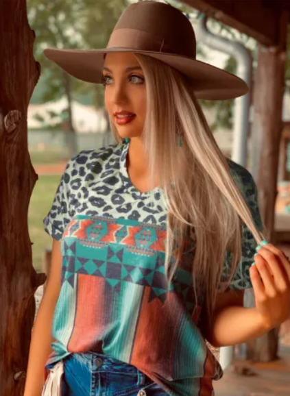 Leopard Serape Print Vneck