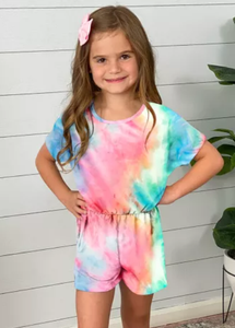 Girls Rose Tie Dye Romper