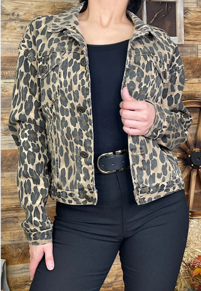 Denim Leopard Jacket