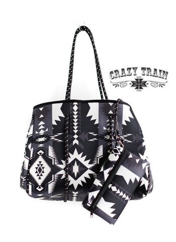 Tote- All Dream Bag- Black/White Aztec