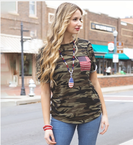 Camo & American Flag Tee