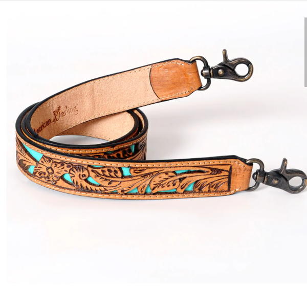 Tooled Crossbody Strap - Turquoise