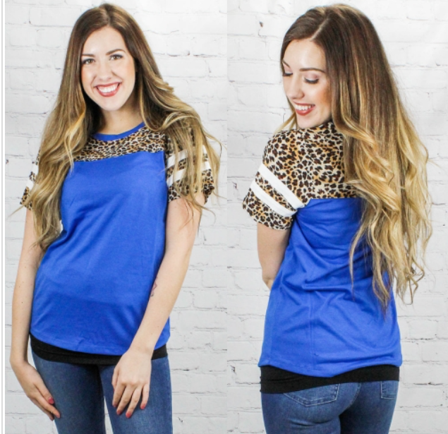 Royal Blue Cheetah Striped Shirt