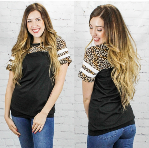 Black Cheetah & Striped Half-Sleeve