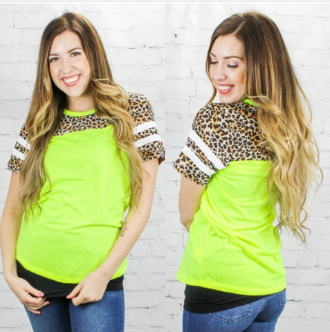 Neon Green Cheetah & Stripes