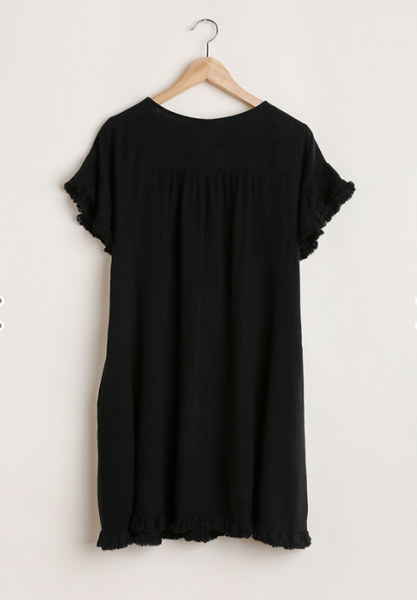 Black Linen Dress - Plus Size