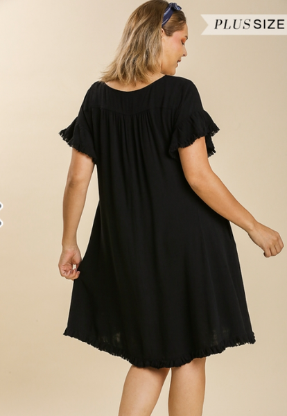 Black Linen Dress - Plus Size