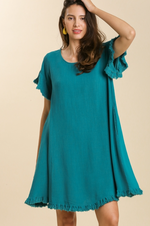 Teal Linen Dress