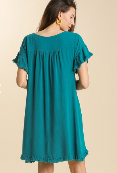 Teal Linen Dress