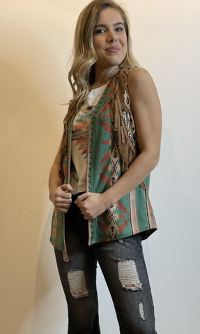 Aztec Fringe Vest