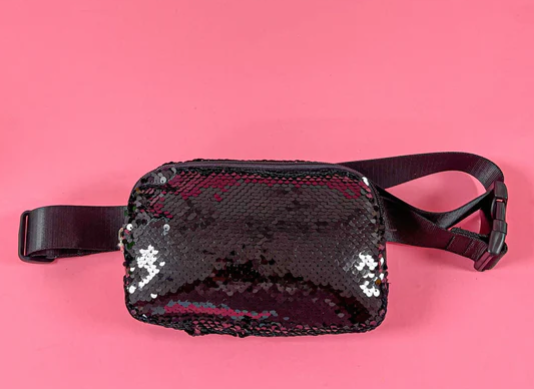 Black Sequins Belt Bag