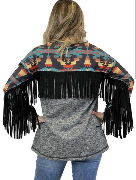 Aztec Fringe LS Top