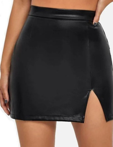 Faux Leather Skirt - Black