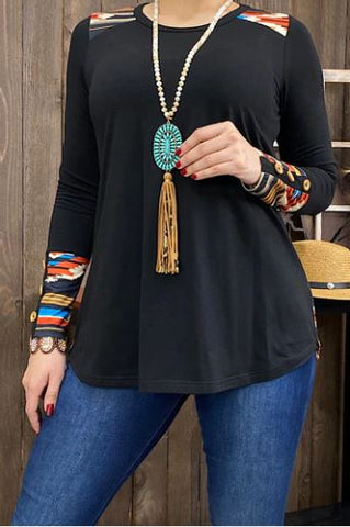 Black & Multi-Colored Aztec Long Sleeve