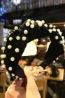 Black Velvet Knot Pearl Headband