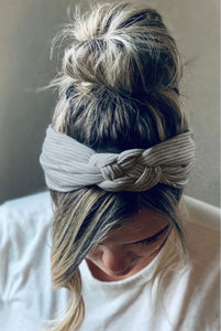 Gray Braided Wide Headband