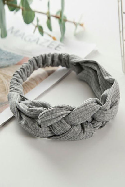 Gray Braided Wide Headband