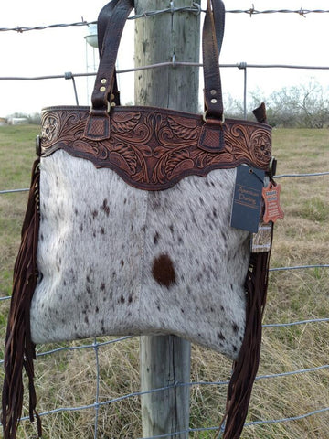 Large Hand Tooled Brown Hair On Leather