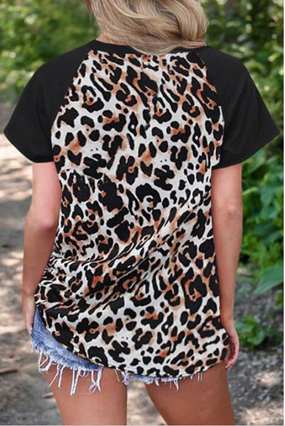 Crisscross White Leopard Vneck Top