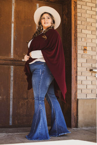 Mid Wash Bell Bottoms w/Insert - Plus Size