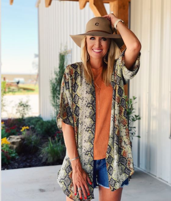 Multicolor Snakeskin Kimono