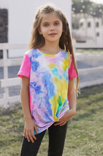 Rose Twisted Tie-Dye Little Girls T-shirt