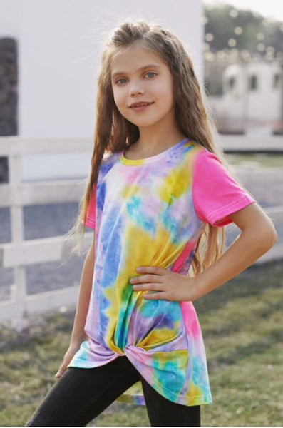 Rose Twisted Tie-Dye Little Girls T-shirt