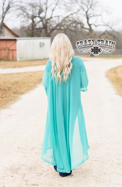 Short Round Duster - Turquoise