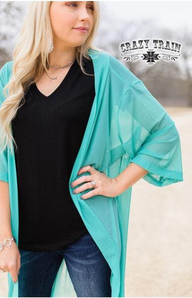 Short Round Duster - Turquoise