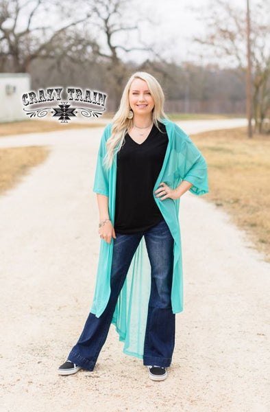 Short Round Duster - Turquoise