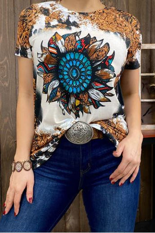 Tooled Concho Sunflower Tee