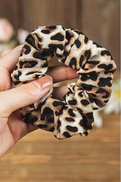 Leopard Print Chiffon Scrunchie