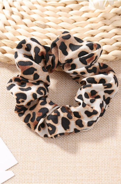 Leopard Print Chiffon Scrunchie