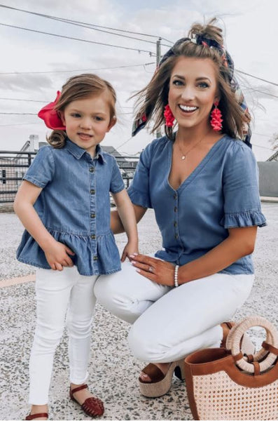 Little Girl's Denim Peplum Top