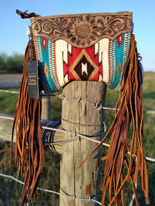 Colorful Aztec Fringe Crossbody