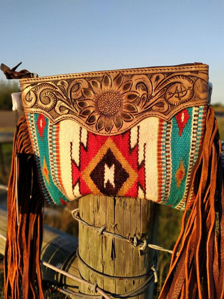 Colorful Aztec Fringe Crossbody