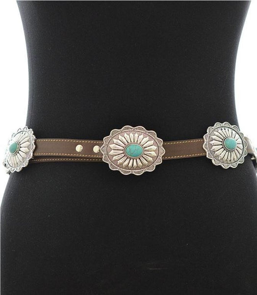 Western Concho Faux Leather Belt