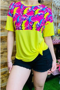 Hot Pink & Yellow Thunder Storm Top